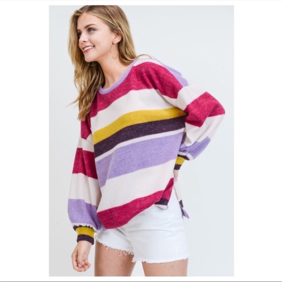 25. 🆑 Soft Striped Brushed Top - Picture 5 of 5